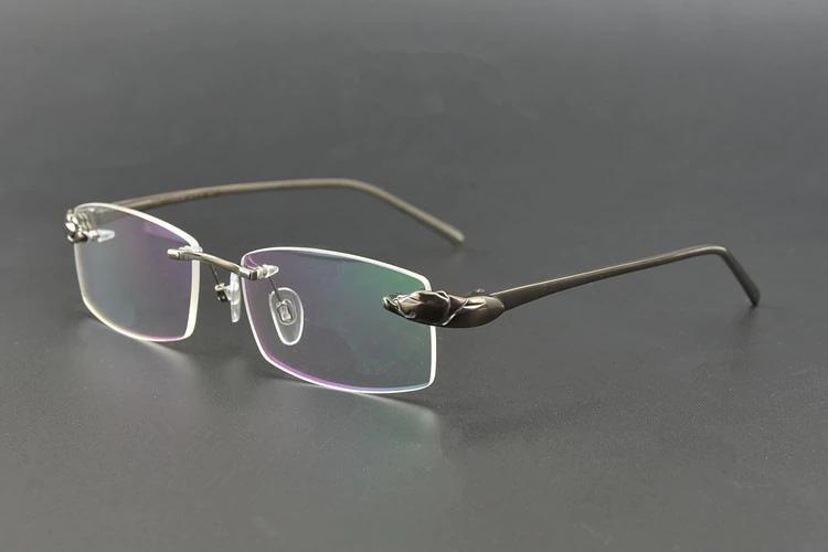 Rimless Titanium Glasses Men Leopard Spectacles for Prescription Eyewear Ultralight 