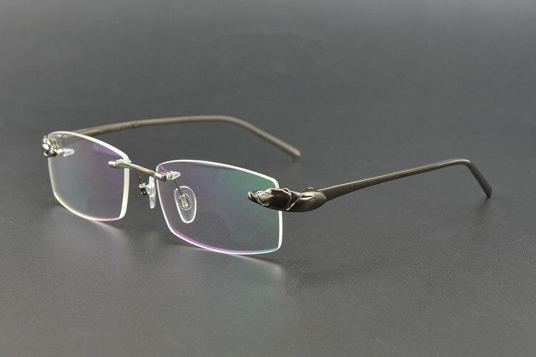 Rimless Titanium Glasses Men Leopard Spectacles for Prescription Eyewear Ultralight 