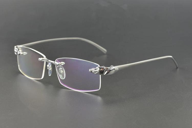 Rimless Titanium Glasses Men Leopard Spectacles for Prescription Eyewear Ultralight 