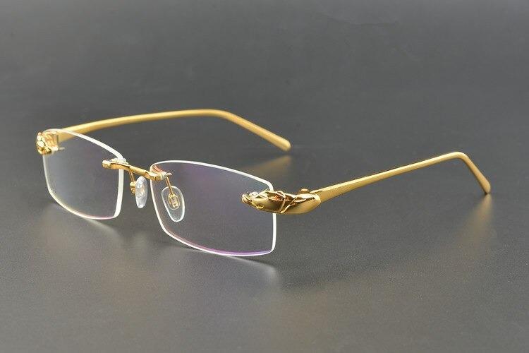 Rimless Titanium Glasses Men Leopard Spectacles for Prescription Eyewear Ultralight 