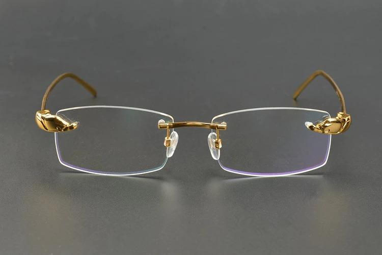 Rimless Titanium Glasses Men Leopard Spectacles for Prescription Eyewear Ultralight 