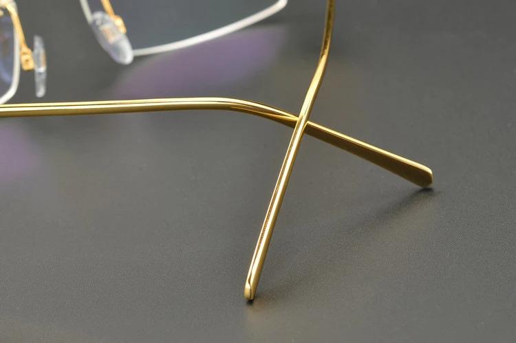 Rimless Titanium Glasses Men Leopard Spectacles for Prescription Eyewear Ultralight 