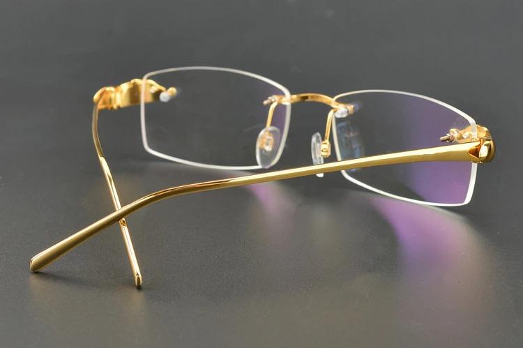 Rimless Titanium Glasses Men Leopard Spectacles for Prescription Eyewear Ultralight 
