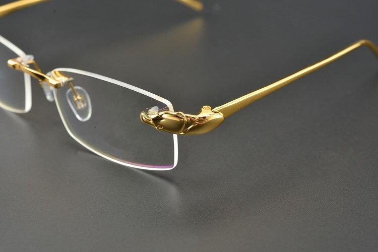 Rimless Titanium Glasses Men Leopard Spectacles for Prescription Eyewear Ultralight 