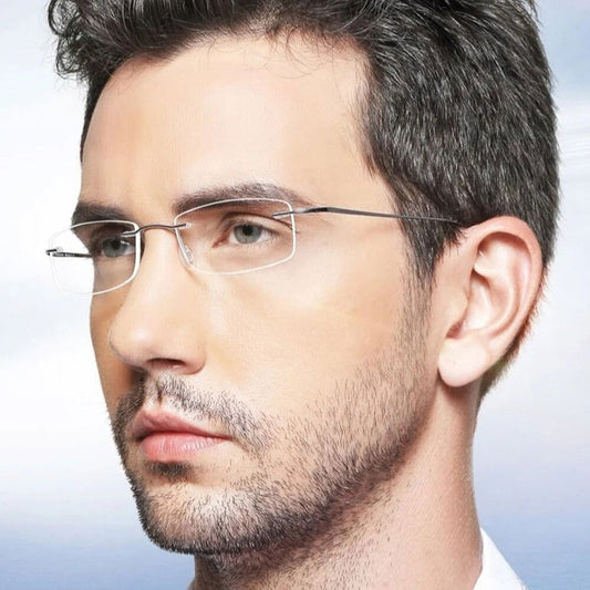 Titanium Alloy Rimless Glasses Frame for Men 