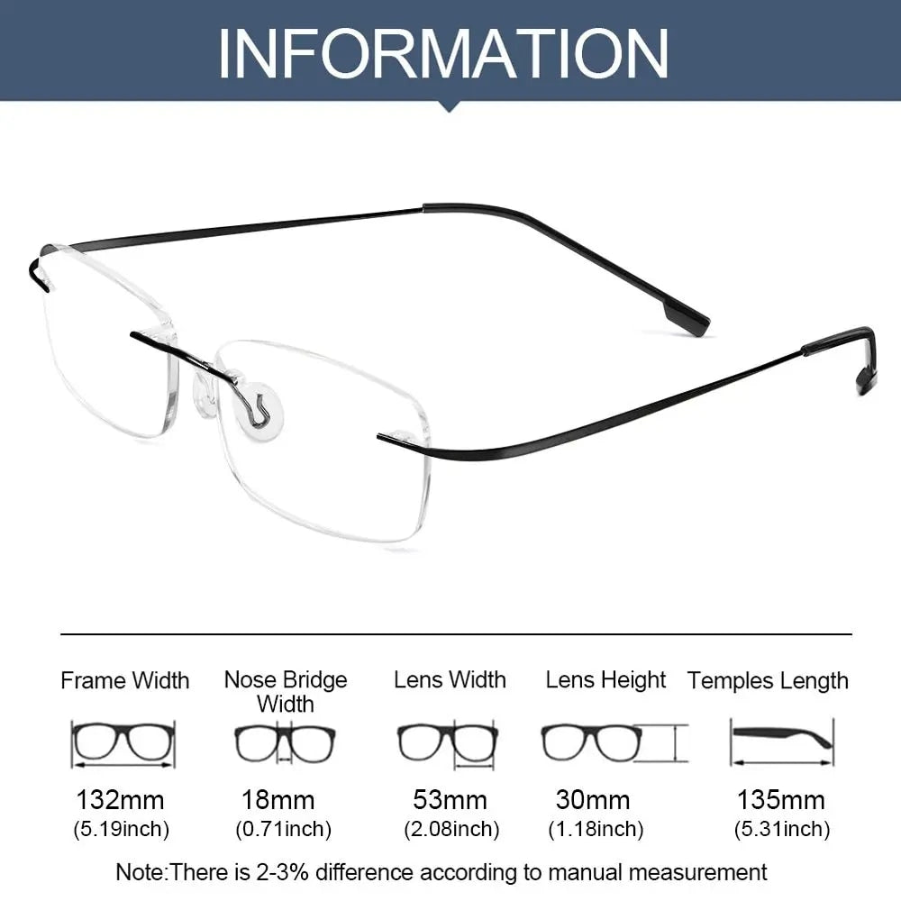 Titanium Alloy Rimless Glasses Frame for Men 