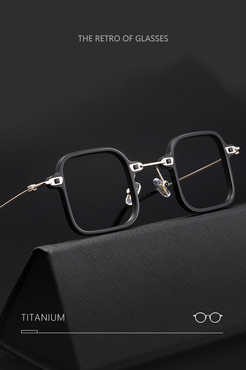 Titanium Men Eyeglasses Square Glasses Frame 