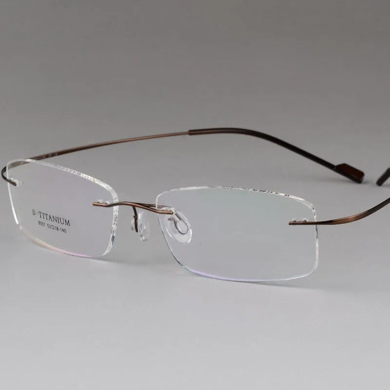 Titanium Unisex Rimless Optical Frame - Model 8007 