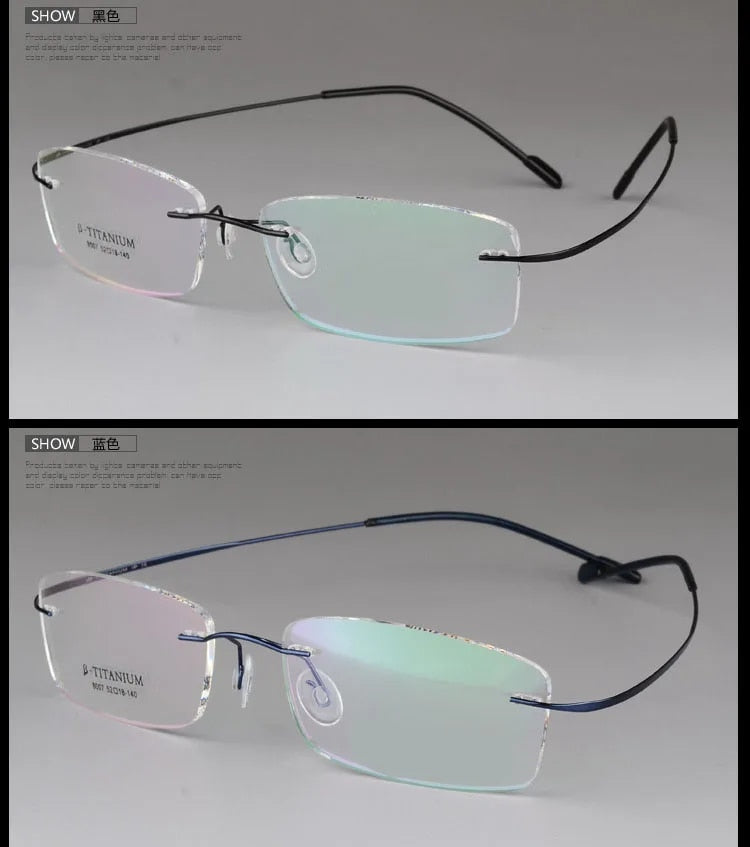Titanium Unisex Rimless Optical Frame - Model 8007 