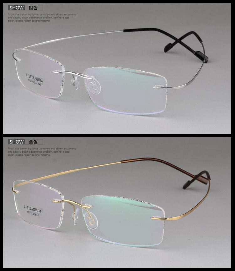 Titanium Unisex Rimless Optical Frame - Model 8007 