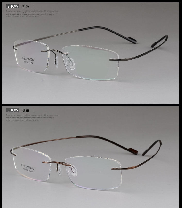 Titanium Unisex Rimless Optical Frame - Model 8007 