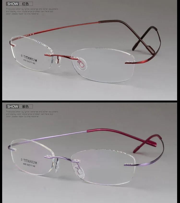 Titanium Unisex Rimless Optical Frame - Model 8007 