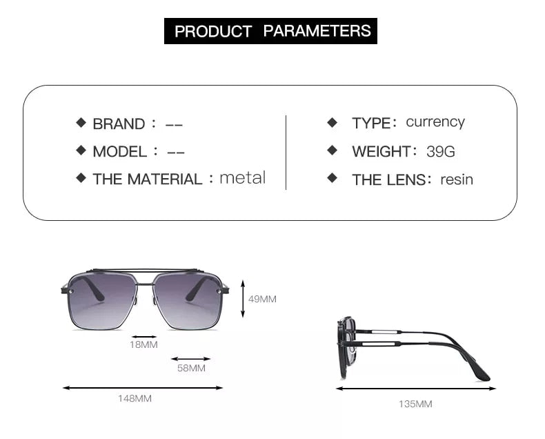 Vintage Classic Mach Six Style Gradient lens Men Sunglasses Men 