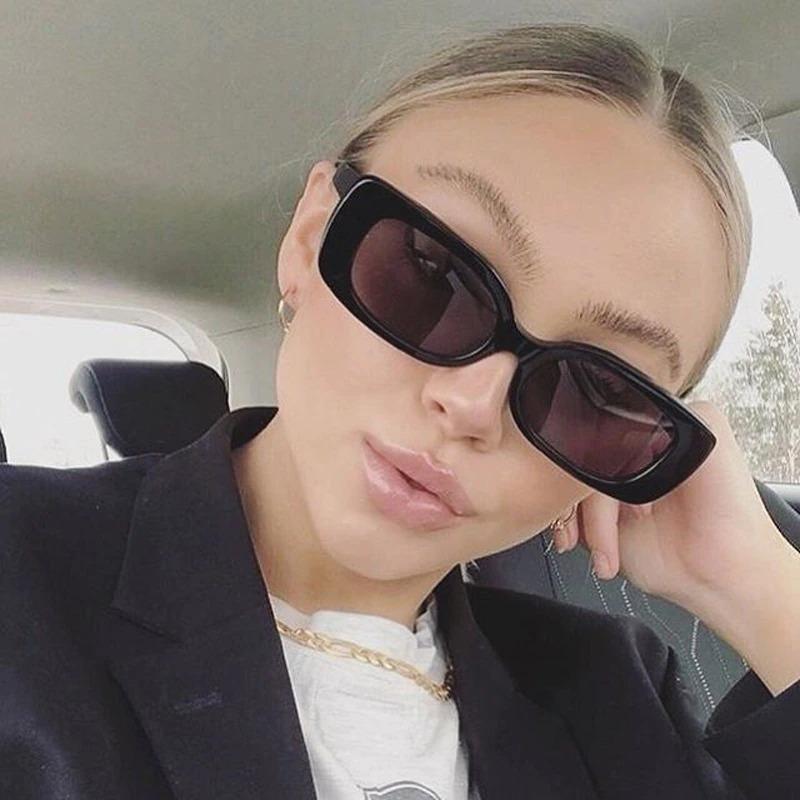 Vintage Rectangle Black Sunglasses 