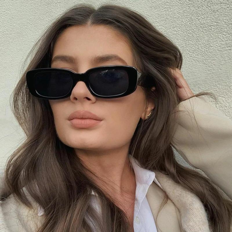 Vintage Rectangle Black Sunglasses 