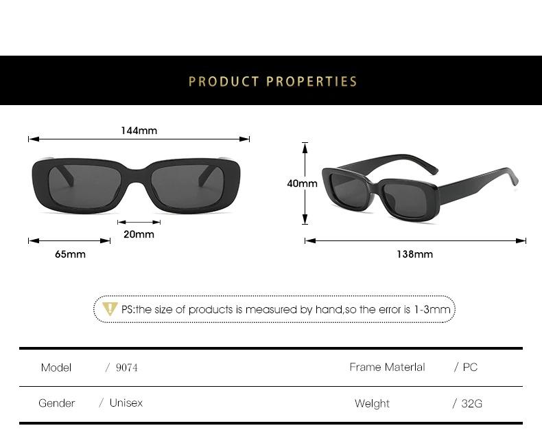 Vintage Rectangle Black Sunglasses 