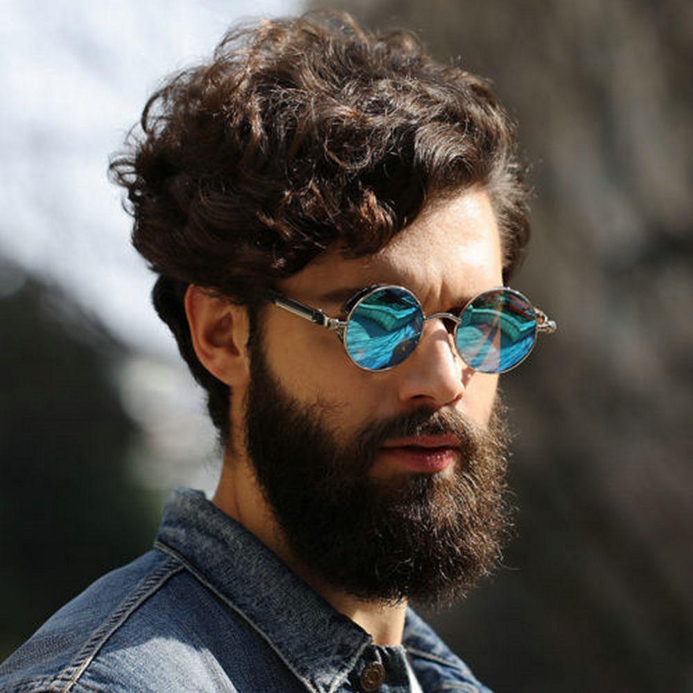 Vintage Retro Polarized Round Steampunk Sunglasses  