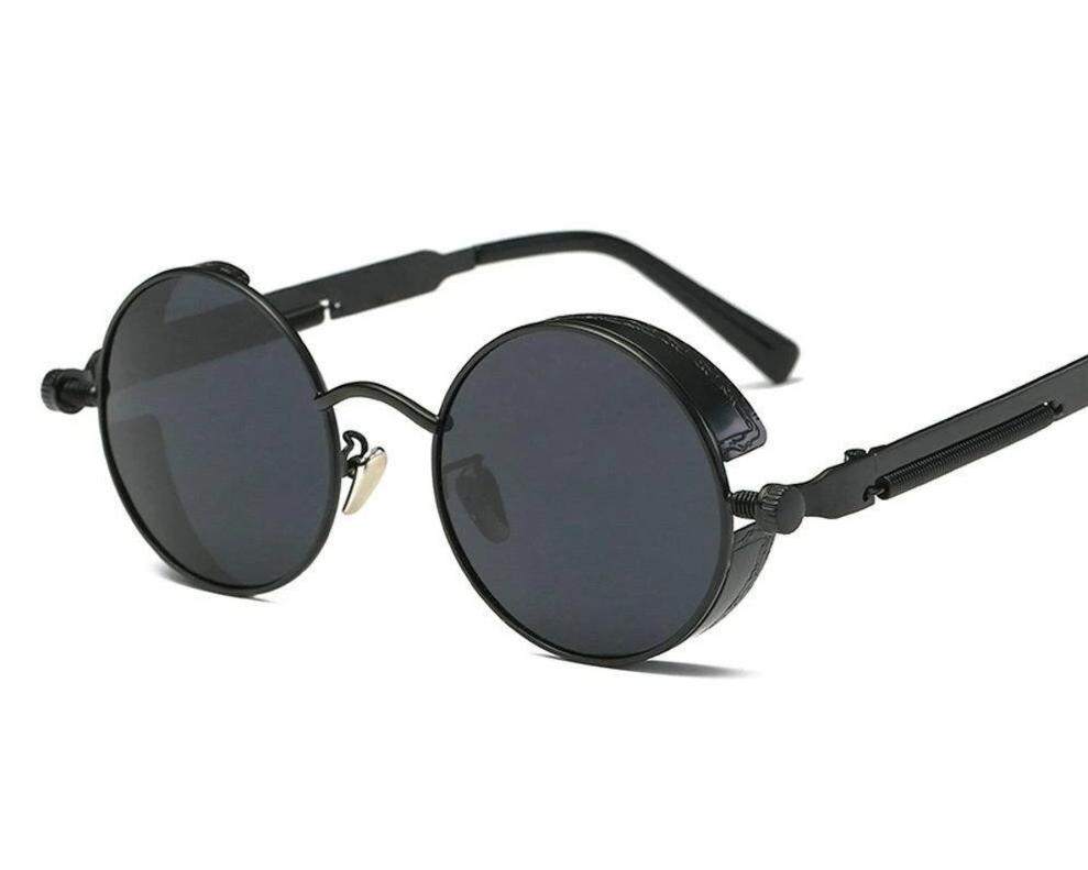 Vintage Retro Polarized Round Steampunk Sunglasses  