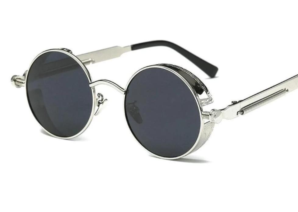 Vintage Retro Polarized Round Steampunk Sunglasses  