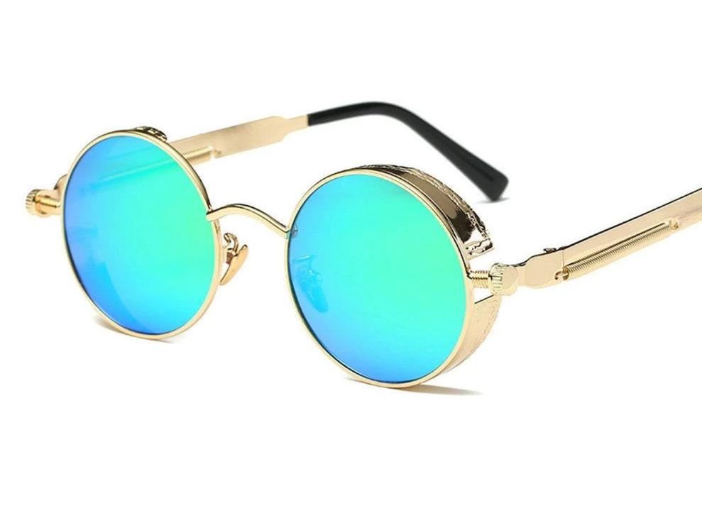 Vintage Retro Polarized Round Steampunk Sunglasses  