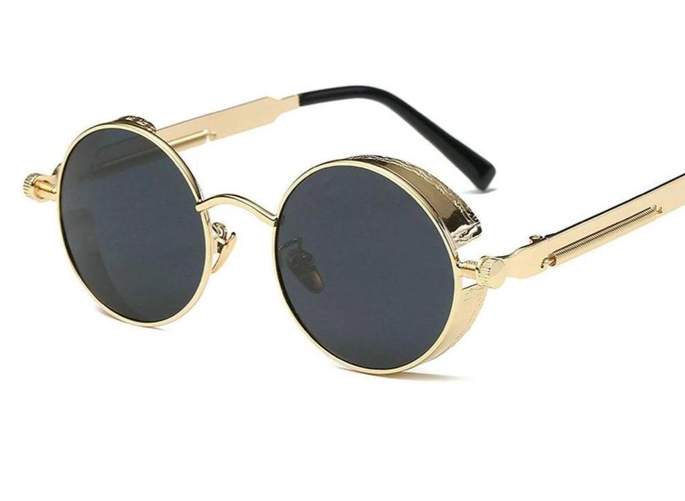 Vintage Retro Polarized Round Steampunk Sunglasses  