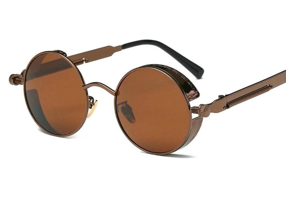 Vintage Retro Polarized Round Steampunk Sunglasses  