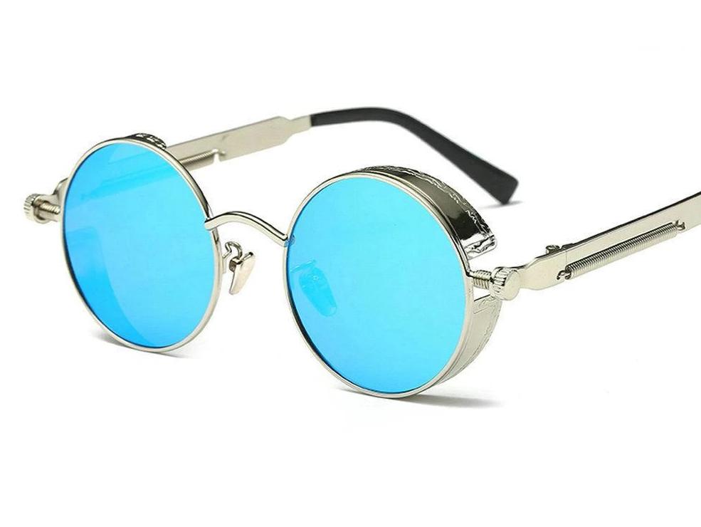 Vintage Retro Polarized Round Steampunk Sunglasses  