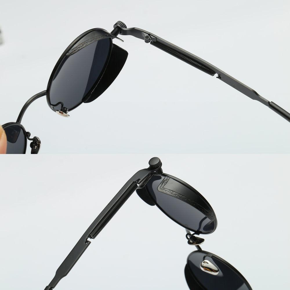 Vintage Retro Polarized Round Steampunk Sunglasses  
