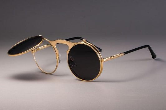 Vintage Round Flip Up Sunglasses For Men And Women 