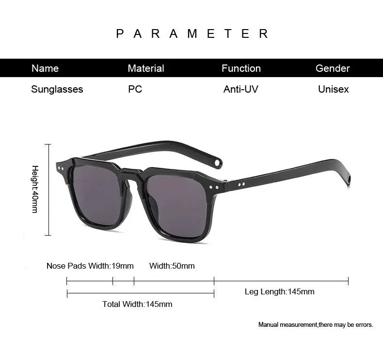 Vintage Square Frame Sunglasses - Fashionable Unisex Shades 