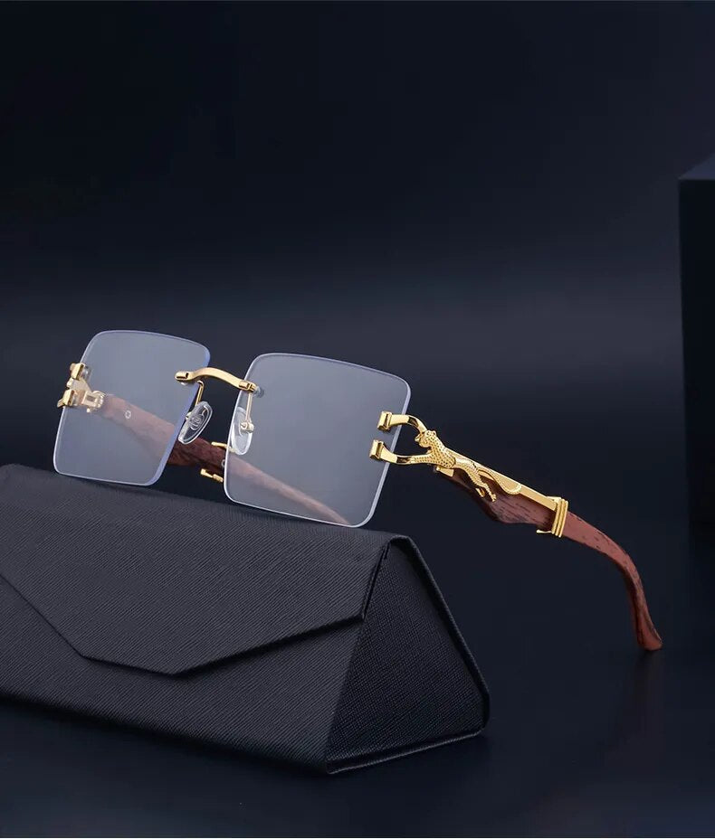 Vintage Square Rimless Sunglasses - Unisex 