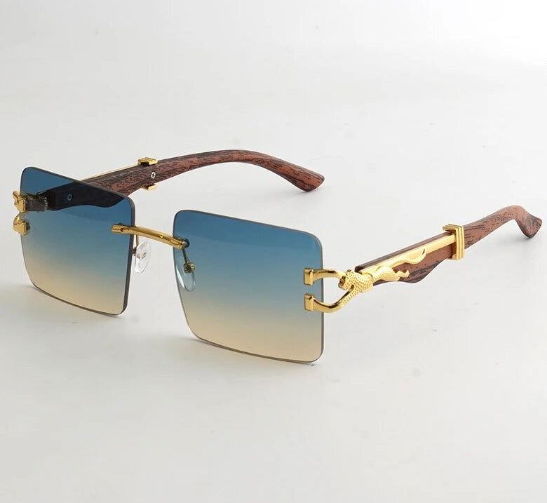 Vintage Square Rimless Sunglasses - Unisex 
