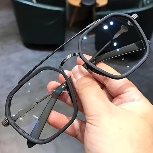 Retro Shield Black Square Metal Glasses