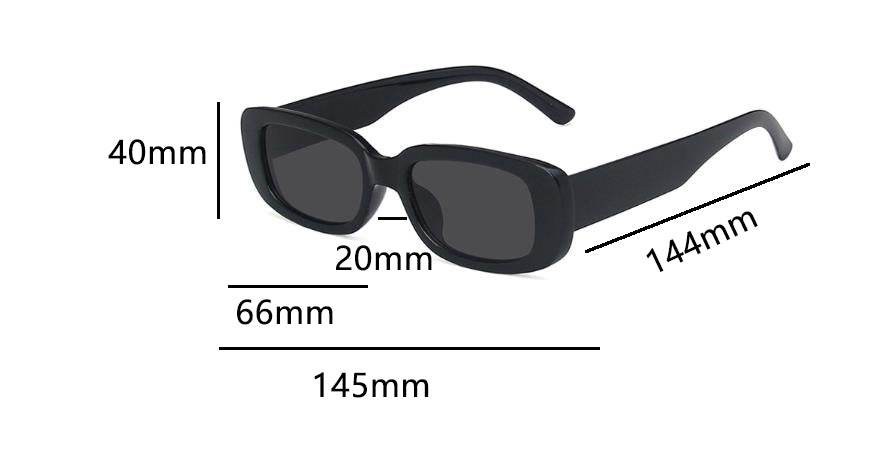 Sunglass Lover black small rectangle sunglasses for women slim rectangle plastic frame 145mm 40mm