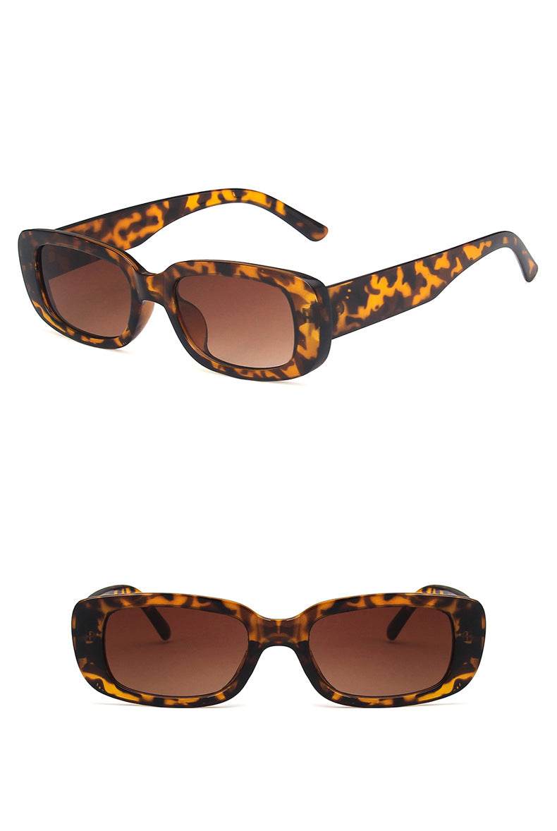 small rectangle sunglasses for women by Sunglass Lover tortoiseshell brown gradient lenses rectangular frames front and angled