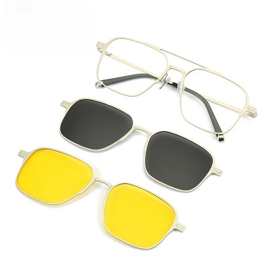 2025 Magnetic 2-in-1 Polarized Sunglasses – UV Protection & Night Vision Clip-On for Men
