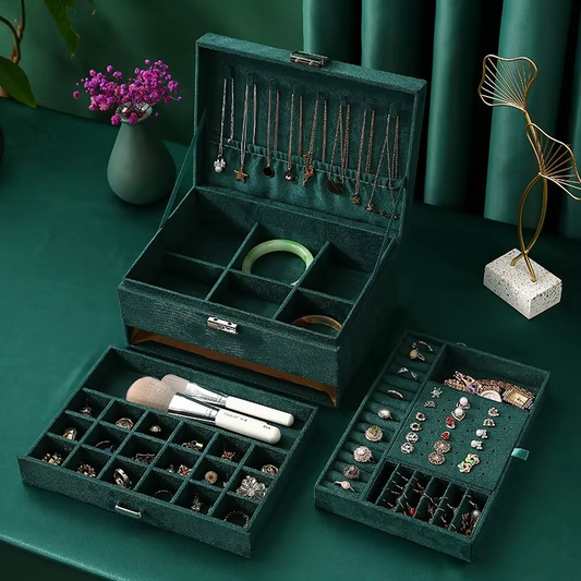 Large Velvet Ring Necklace Earring Jewelry Packaging Organizer Box