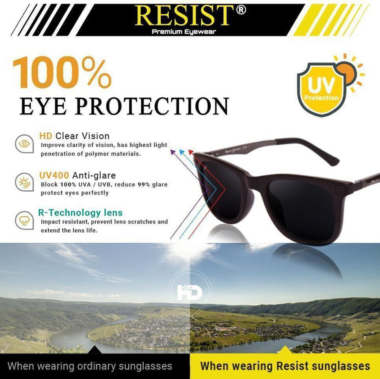 Classic Black Wayfarer Sunglasses (52 mm)