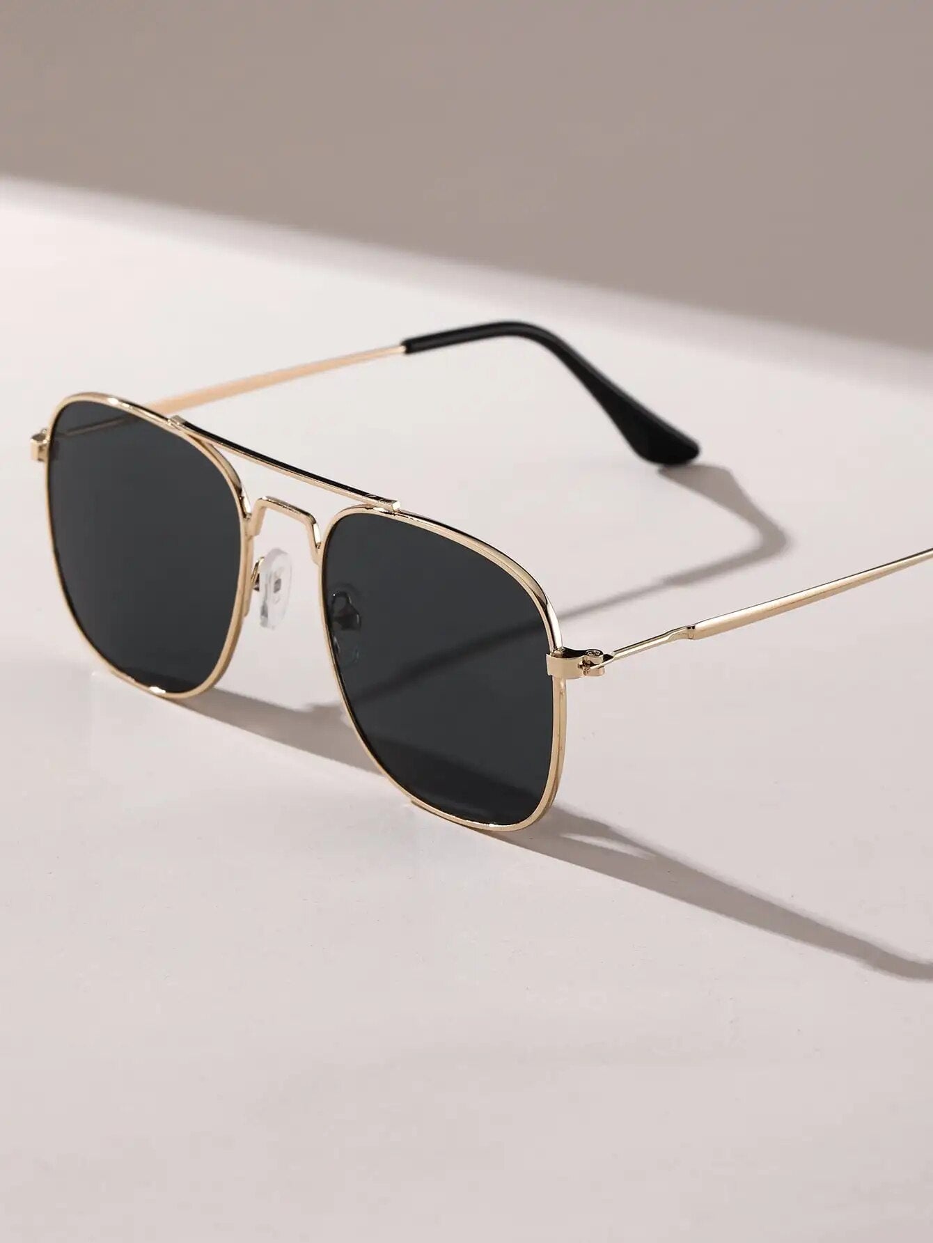Square sunglasses with gold metal frame and black lenses from Sunglass Lover to buy Marc sunglasses online India