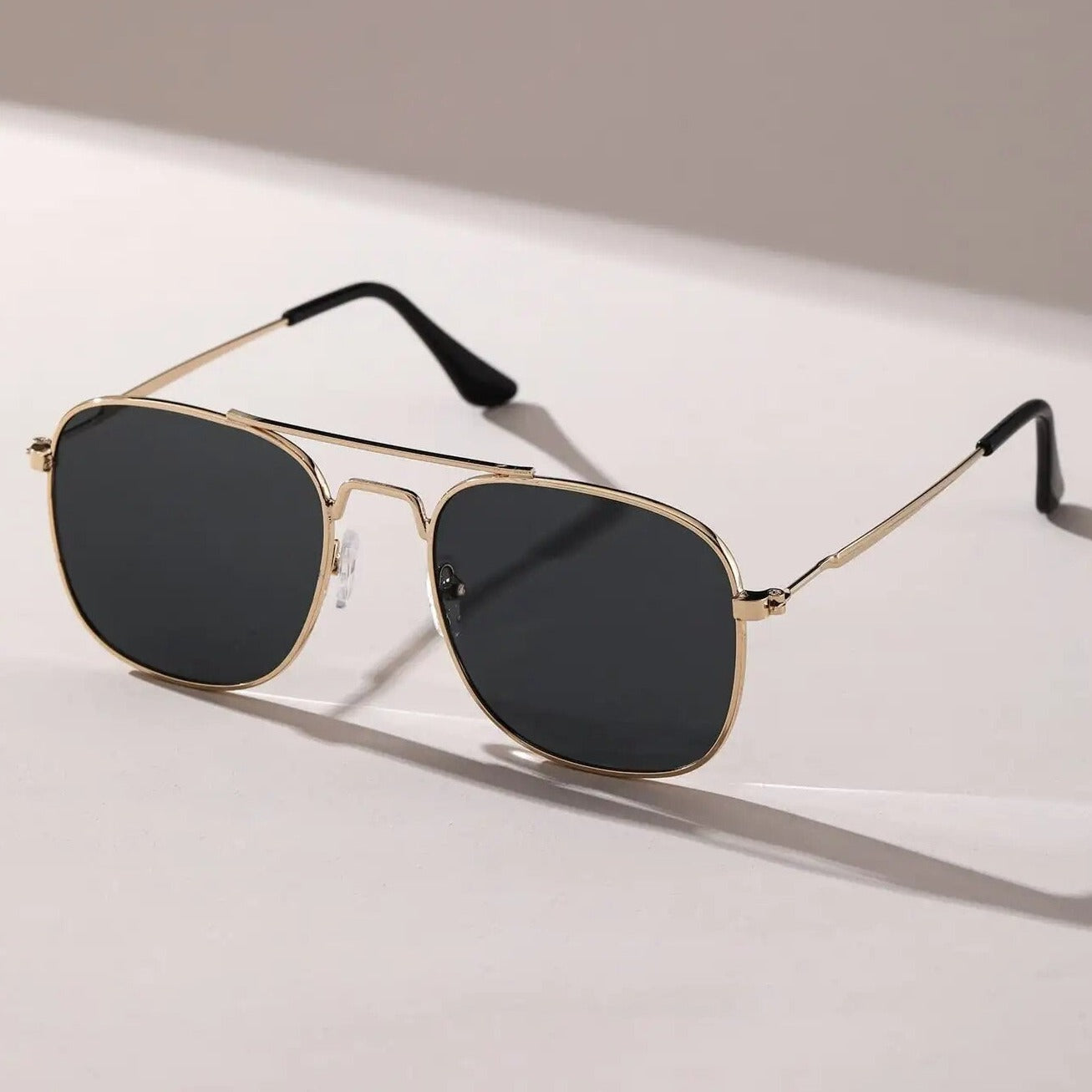 Square sunglasses with gold metal frame and black lenses from Sunglass Lover buy Marc sunglasses online India