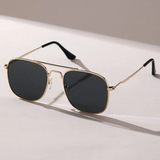 Square sunglasses with gold metal frame and black lenses from Sunglass Lover buy Marc sunglasses online India