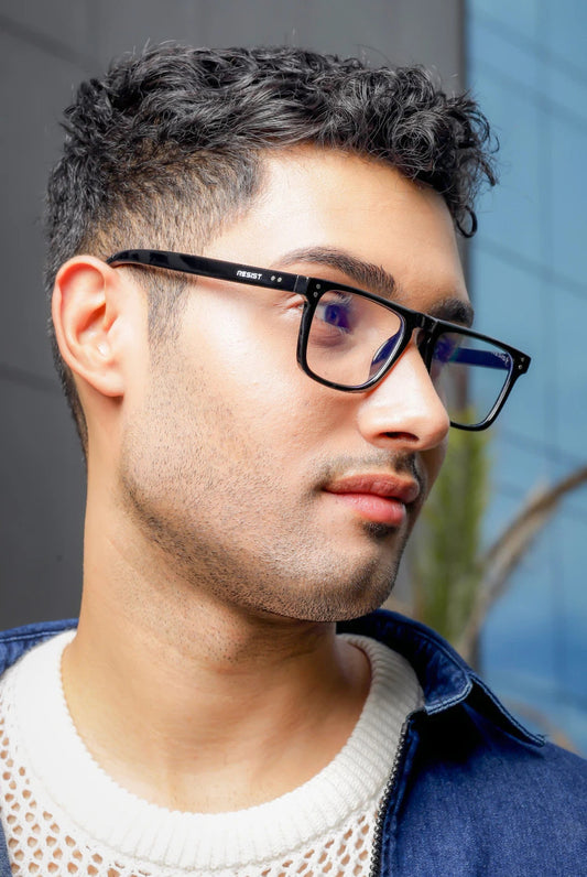 Caleb Black Clear Retro Square Eyeglasses