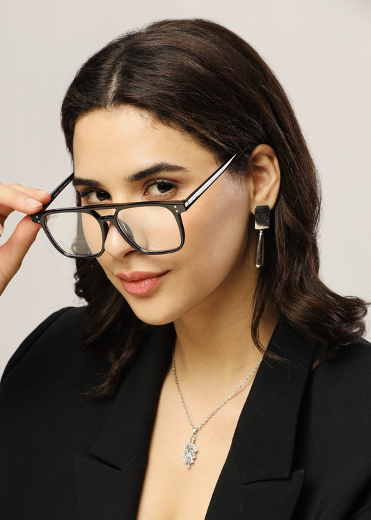 Jasper Retro  Black Clear Square Eyeglasses