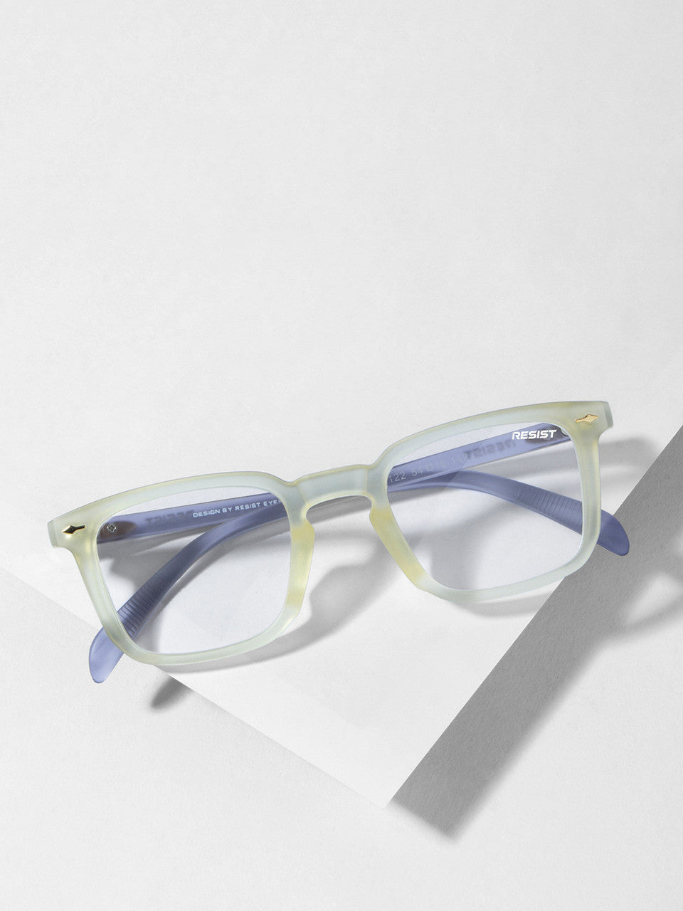 Leo Yellow Grey Clear Wayfarer Eyeglasses