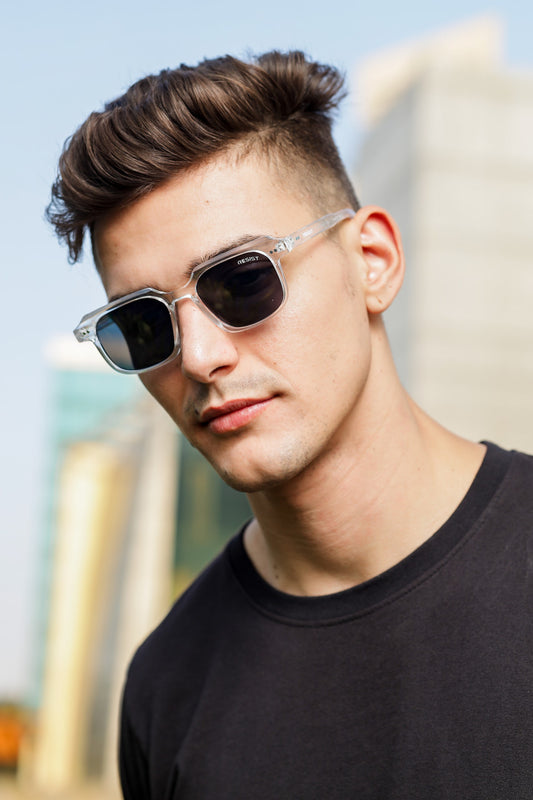 Classic Ocean White Black Wayfarer Sunglasses (50 mm)
