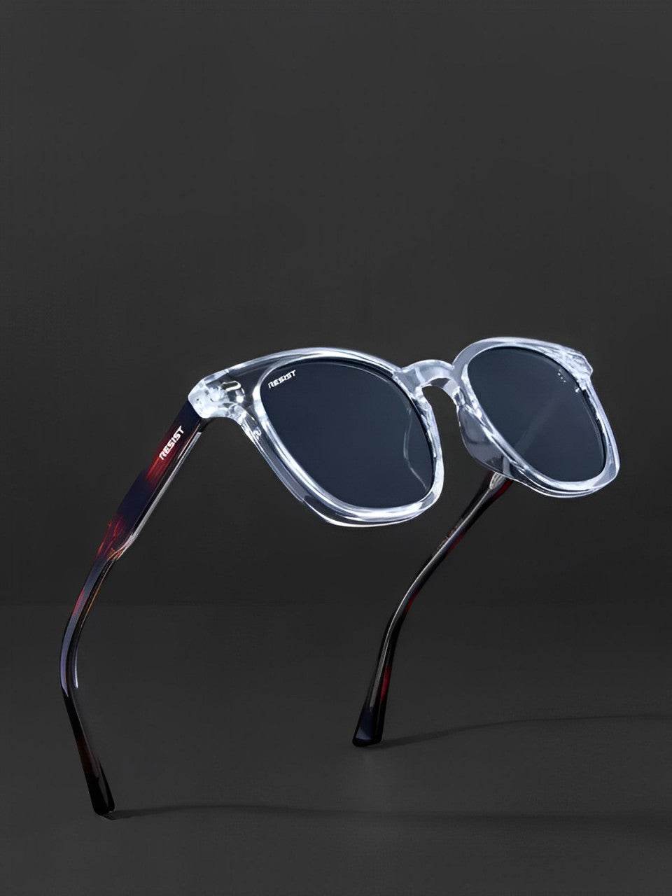 Sunglass Lover clear square frame sunglasses with dark lenses and black temples black oval sunglasses for men
