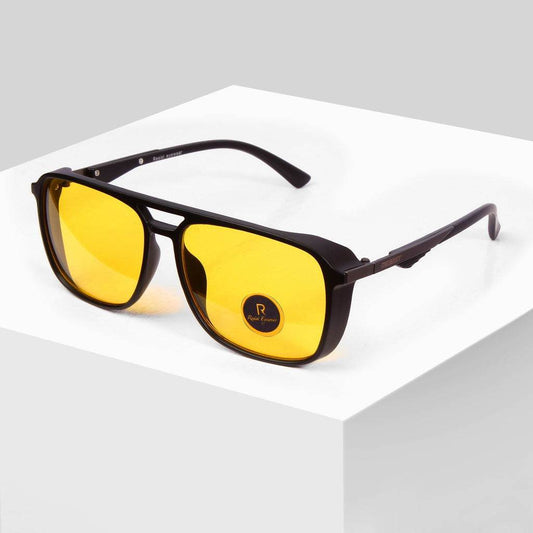 Sunglass Lover black frame with yellow lenses designer rectangle sunglasses for stylish sun protection