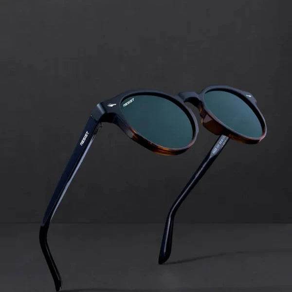 Sunglass Lover Marc oval green sunglasses round tortoiseshell frame with dark green lenses and black temples