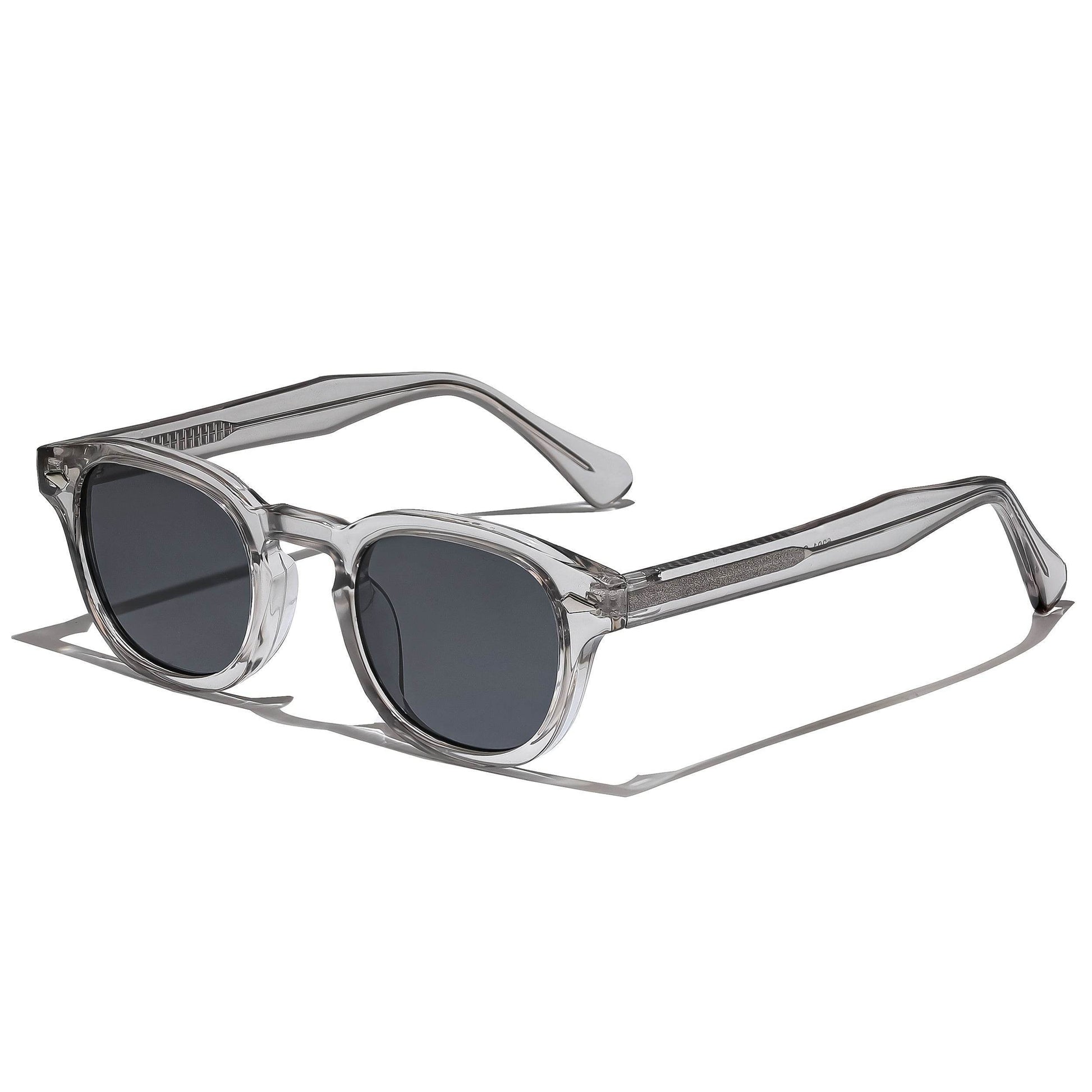 Sunglass Lover steampunk round sunglasses with translucent gray frames and dark circular lenses