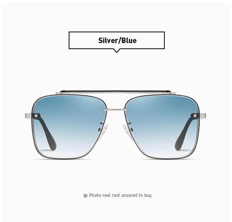 Sunglass Lover silver blue metal aviator with double bridge and gradient lenses men's gradient frame sunglasses online